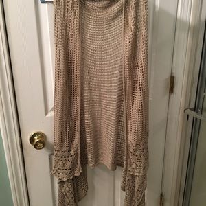 Cream/beige crocheted long vest